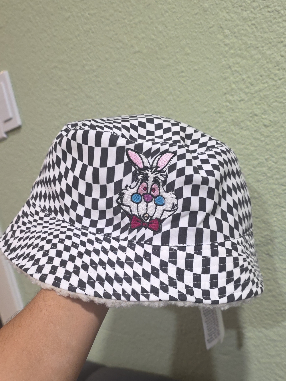 Disney Black & White Checkered Bunny Embroidered Bucket Hat